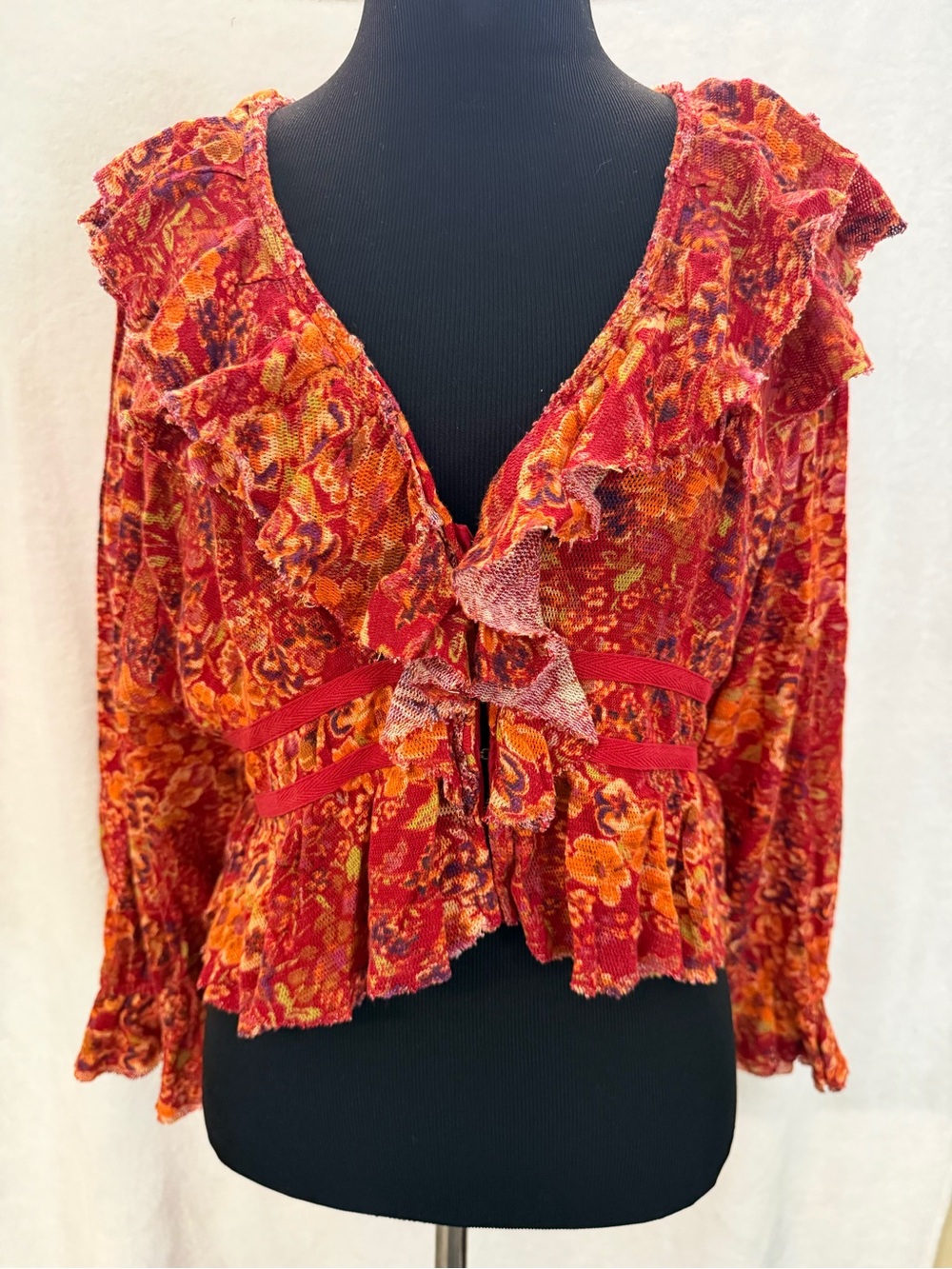 Free People Rudi Ruffle Top sz m - Picture 2 of 8